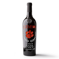 Clemson University Custom Alumni Etched Wine