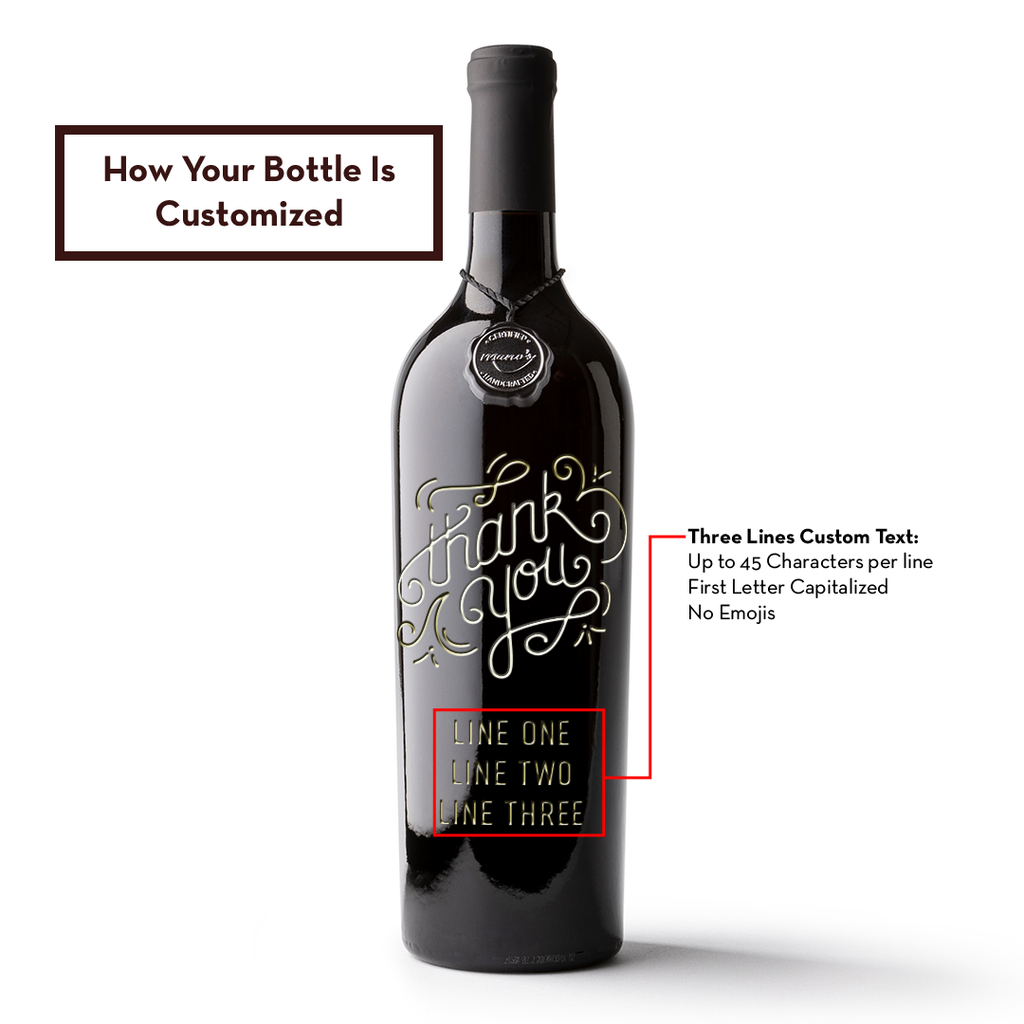 Custom Thank You Etched Wine Bottle
