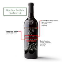 Floral Wedding Custom Etched Wine Bottle