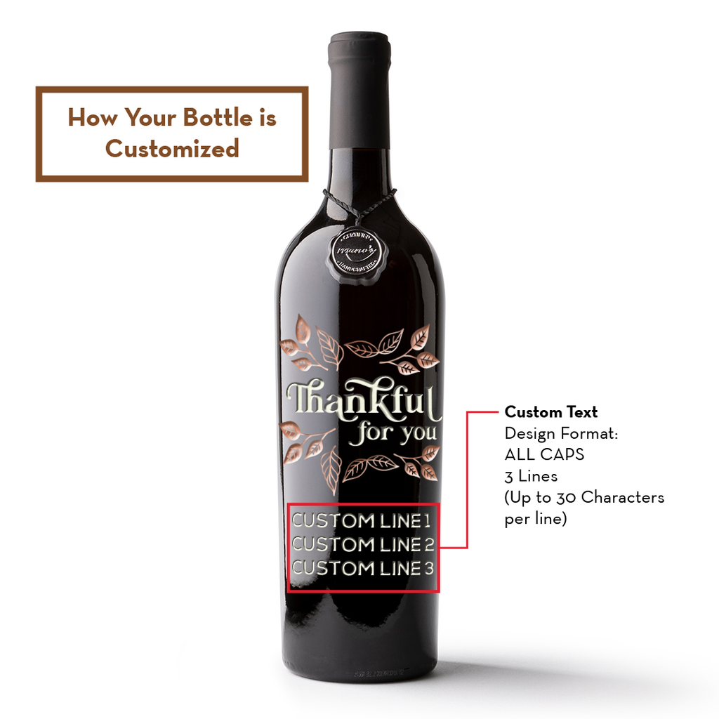 Thanksgiving Thankful for You Custom Etched Wine