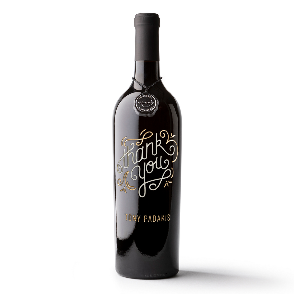 Custom Thank You Etched Wine Bottle