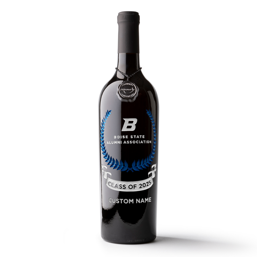 Boise State Custom Alumni Association Etched Wine