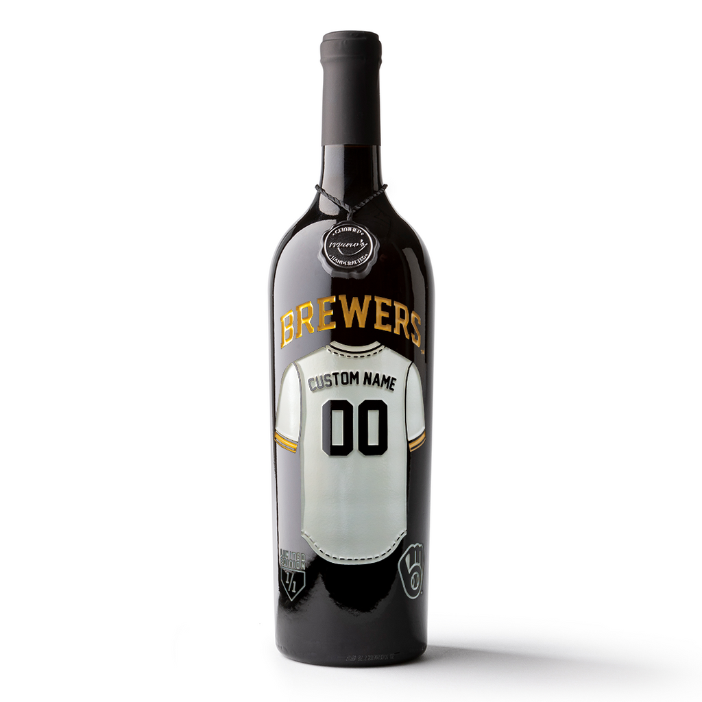 Milwaukee Brewers Custom Jersey Etched Wine