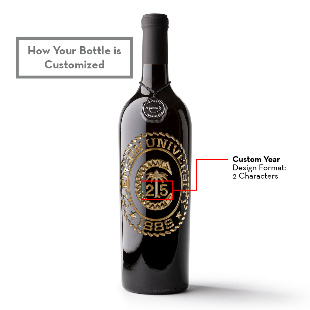 Clemson University Custom Ring Etched Wine