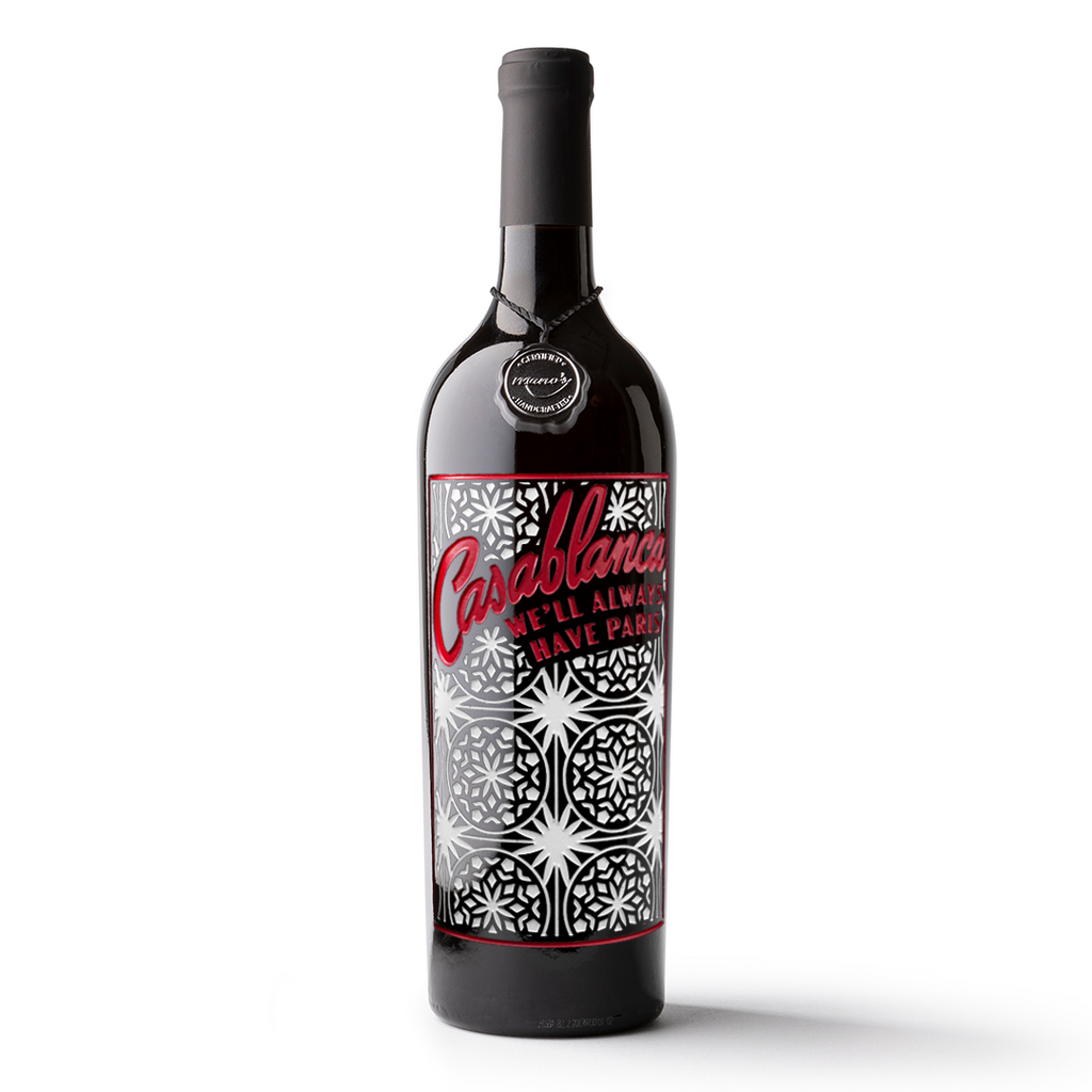 Casablanca Paris Quote Etched Wine