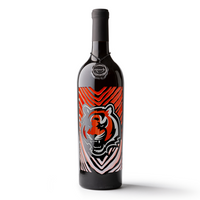 Cincinnati Bengals Pattern Etched Wine Bottle
