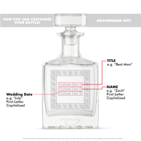 Custom Text in Frame Crystal Glass Decanter