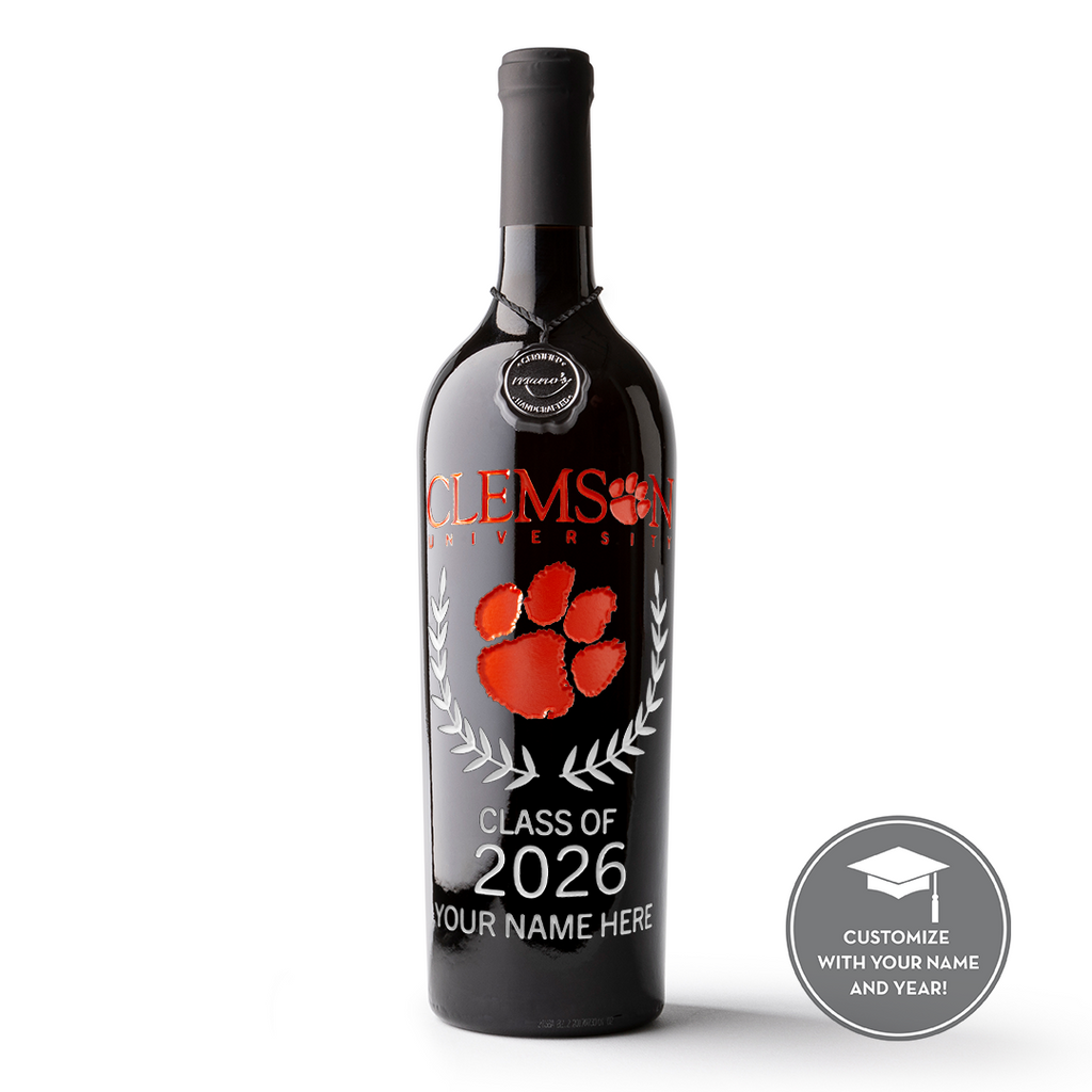 Clemson University Custom Alumni Etched Wine