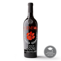 Clemson University Custom Alumni Etched Wine