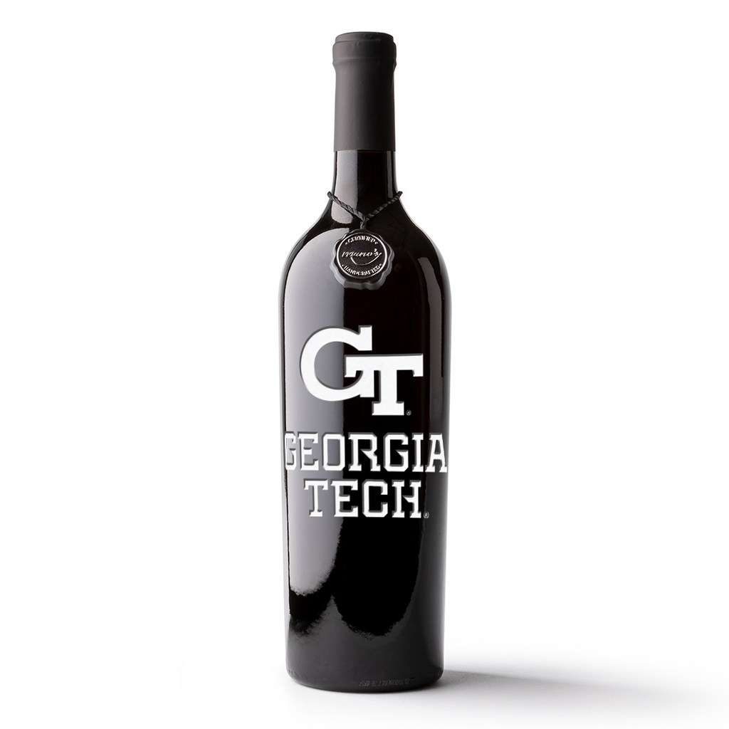 Georgia Tech Logo Etched Wine