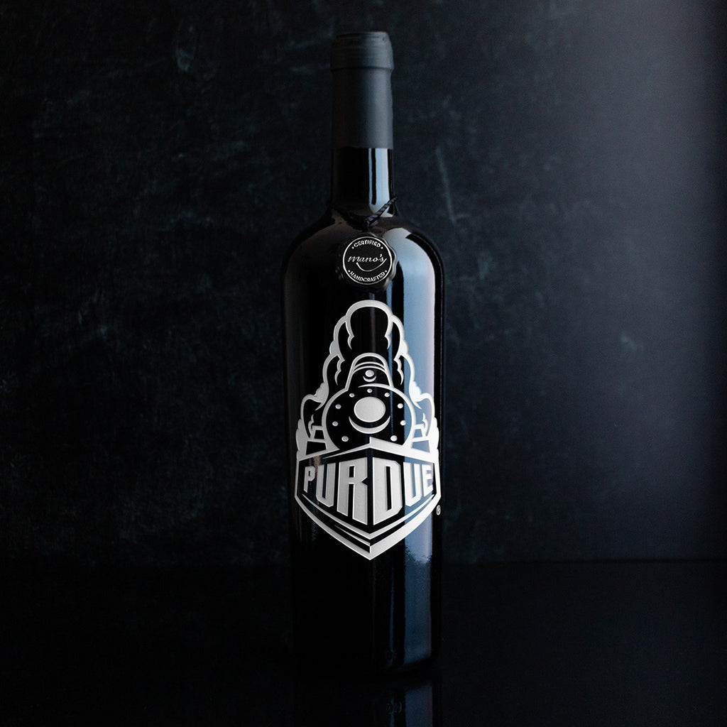 Purdue University Alternative Logo Etched Wine