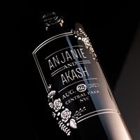 Wedding Flowers Custom Etched Wine Bottle
