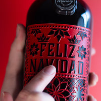 Feliz Navidad Custom Text Etched Wine