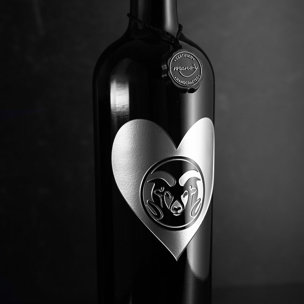 Colorado State University Heart Etched Wine Bottle