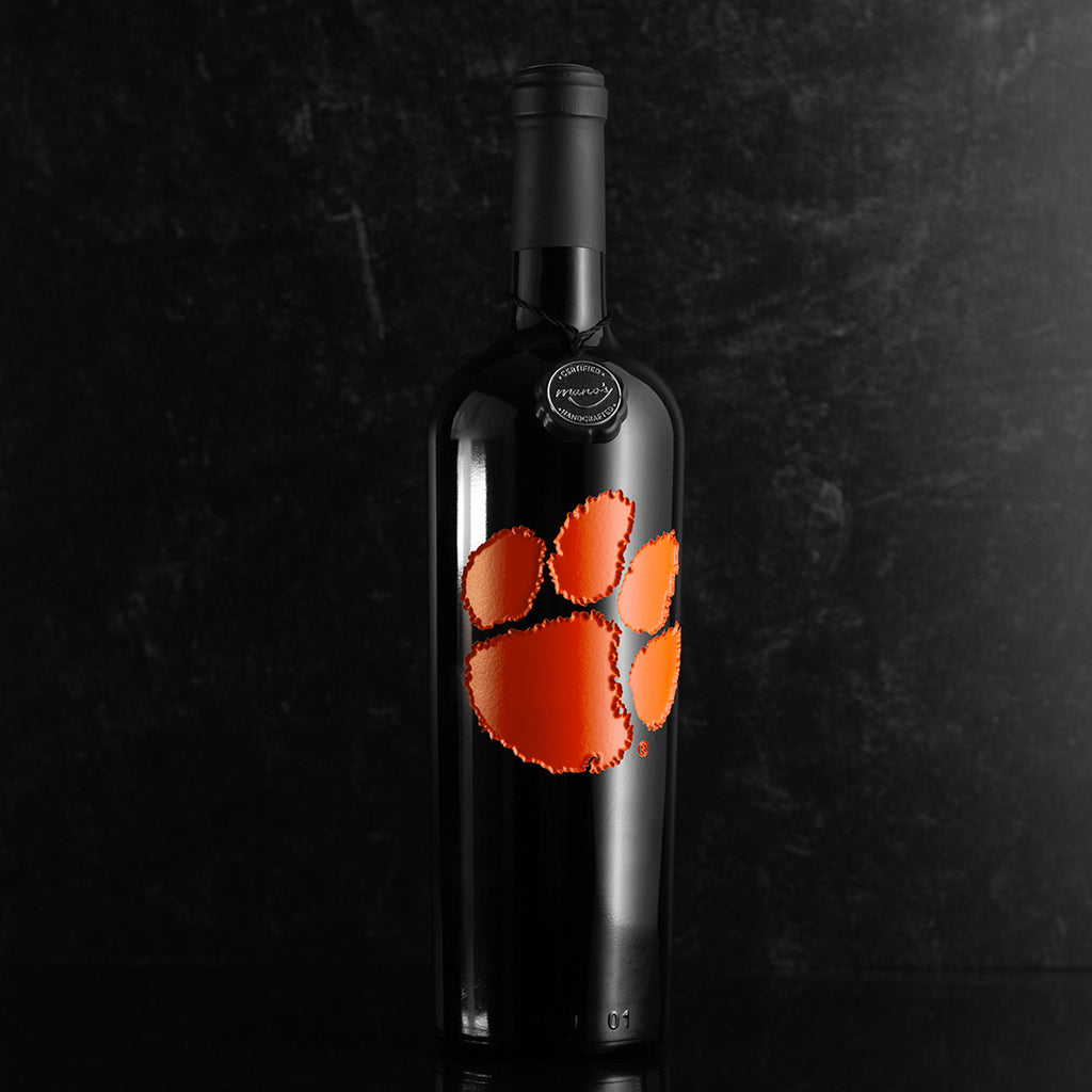 Clemson University Logo Etched Wine