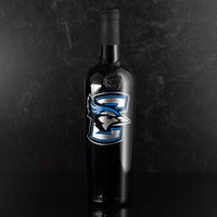 Creighton University Logo Etched Wine Bottle
