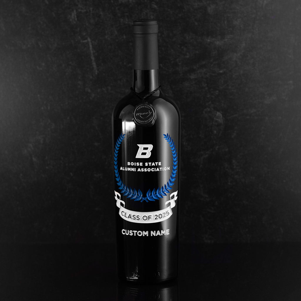 Boise State Custom Alumni Association Etched Wine