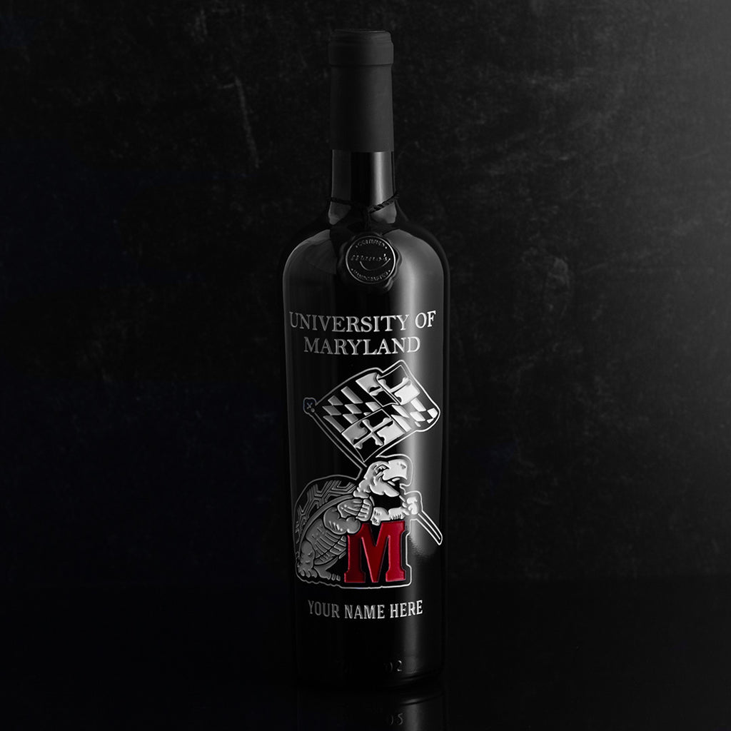 University of Maryland Custom Name Etched Wine