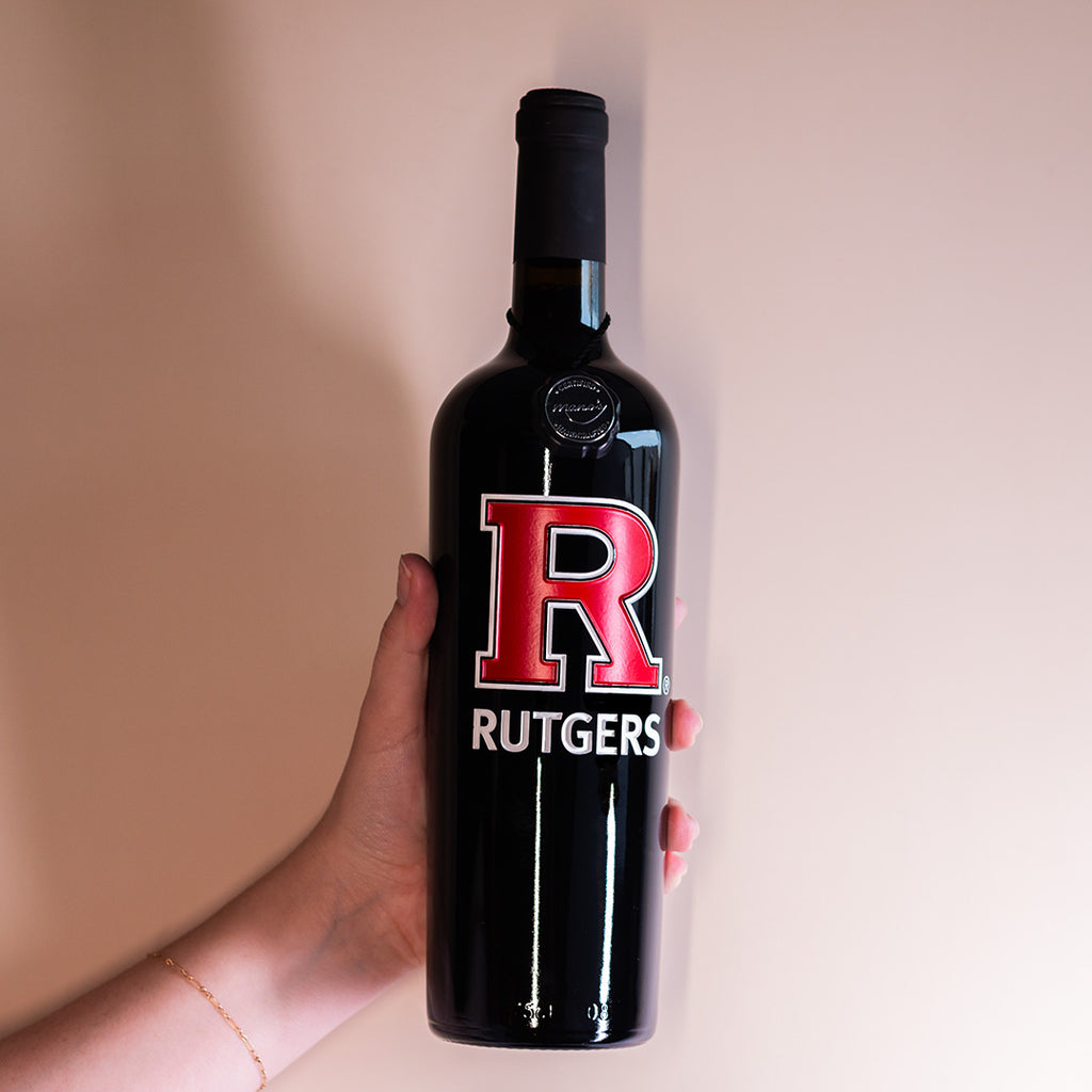 Rutgers University "R" Logo Mark Etched Wine