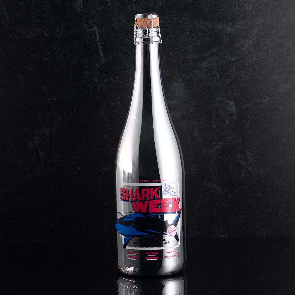 2025 Discovery Shark Week Poster Metallic Silver Bubbly