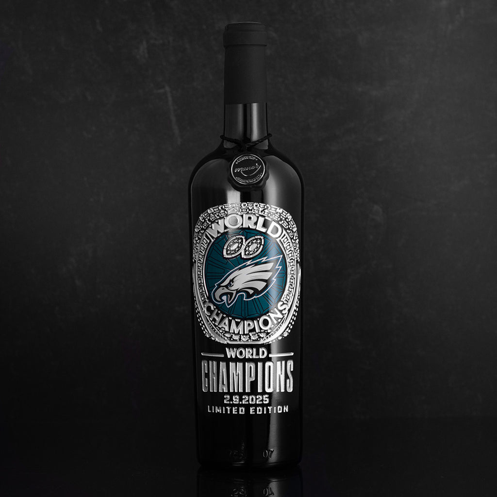 Eagles 2024 World Champions Ring Etched Wine