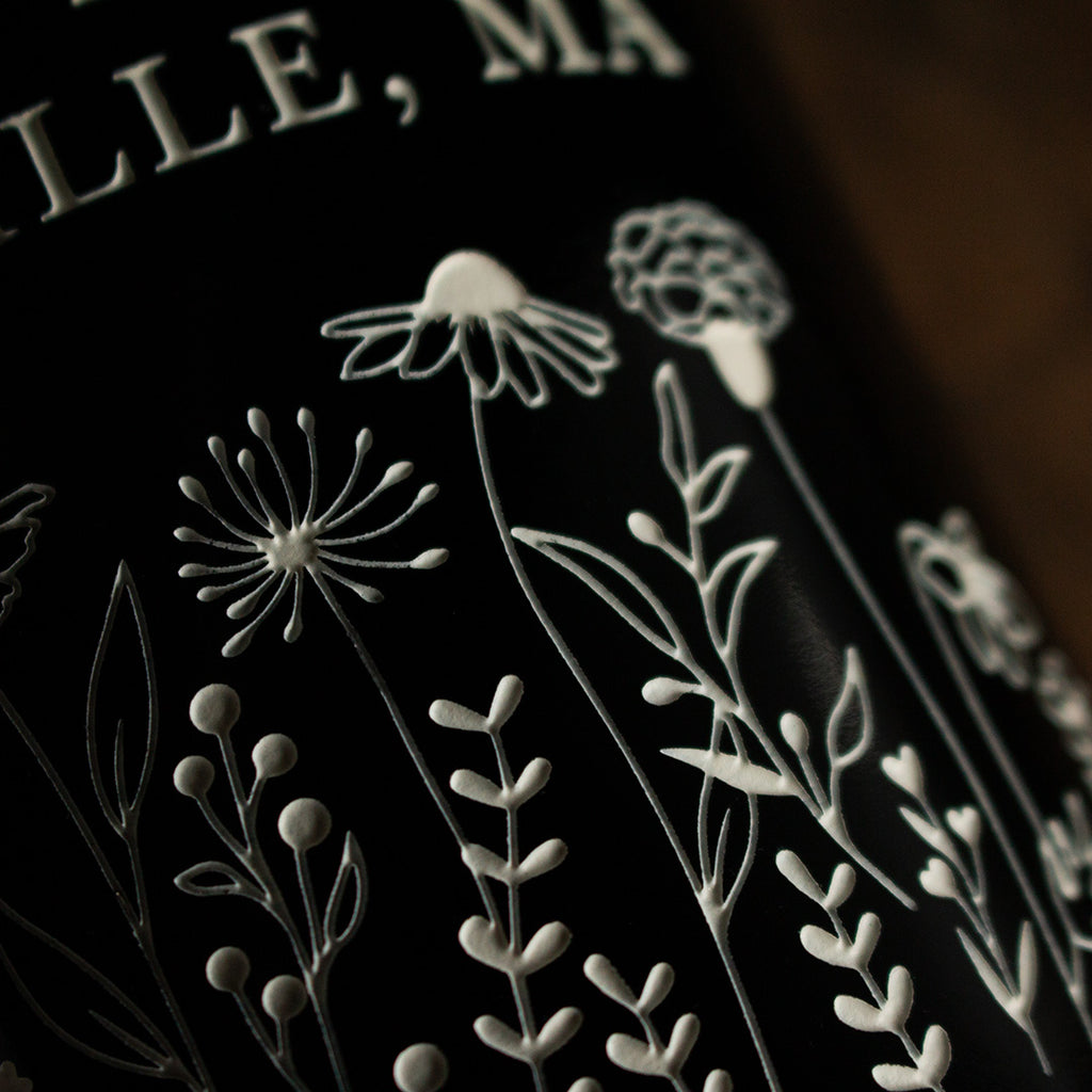 Floral Wedding Custom Etched Wine Bottle