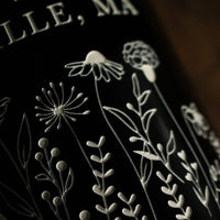 Floral Wedding Custom Etched Wine Bottle