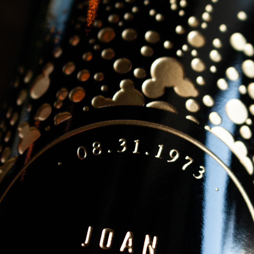 Celebration Circle Frame Custom Etched Wine Bottle