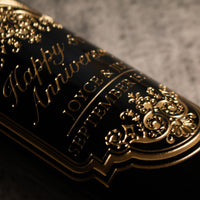 Gold 50th Anniversary Classic Frame Custom Etched Wine Bottle