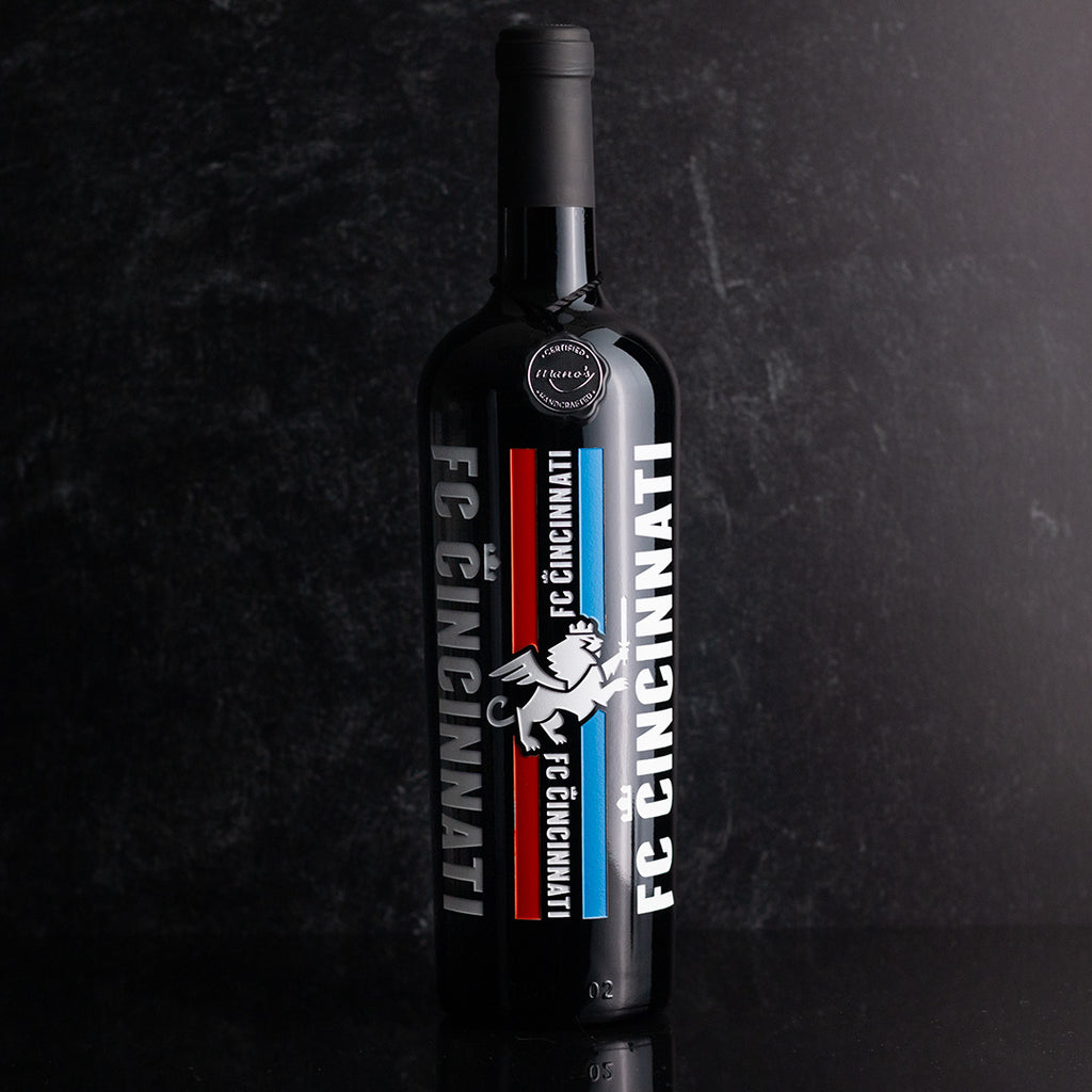 FC Cincinnati Stripes Etched Wine