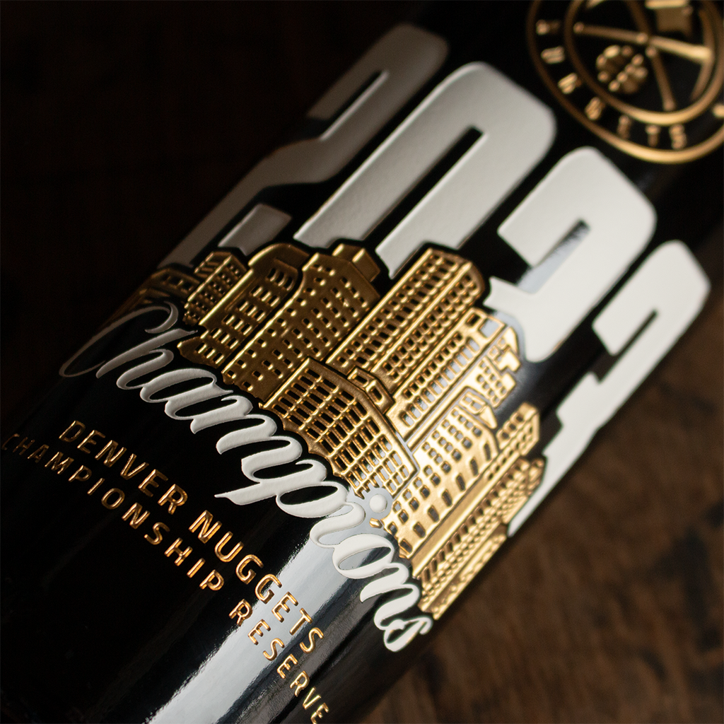 Denver Nuggets 2023 Champions Skyline Etched Wine