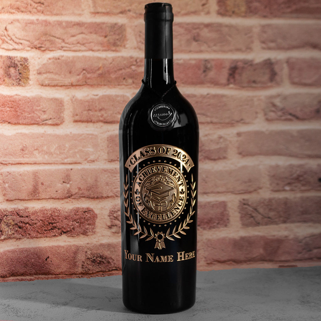Custom Graduation Laurel Etched Wine