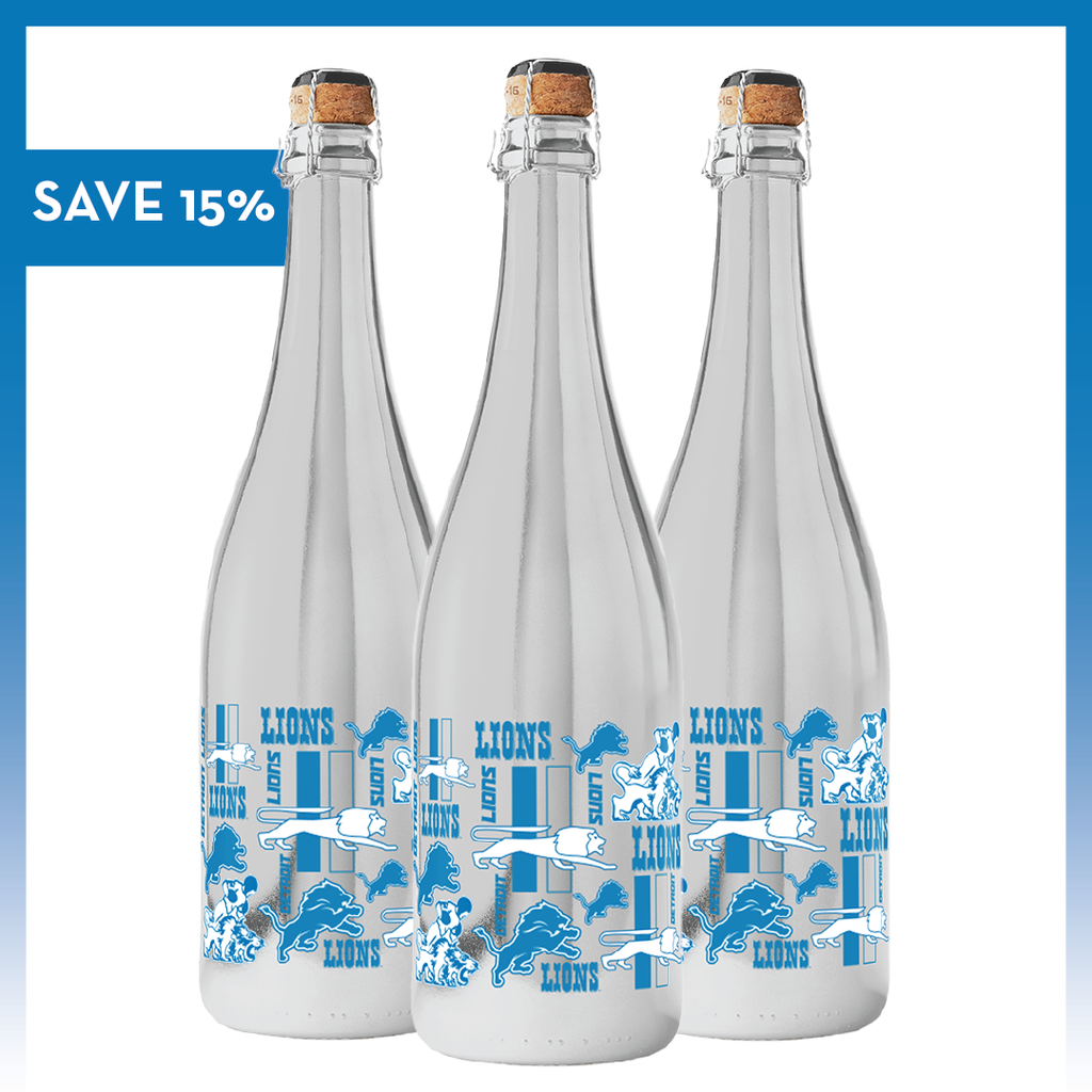 Detroit Lions Logo Evolution Metallic Silver Bubbly 3 Pack