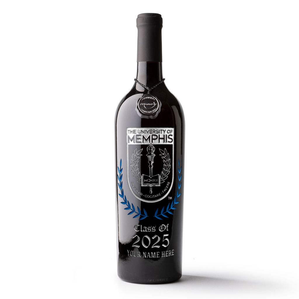 University of Memphis Custom Alumni Etched Wine