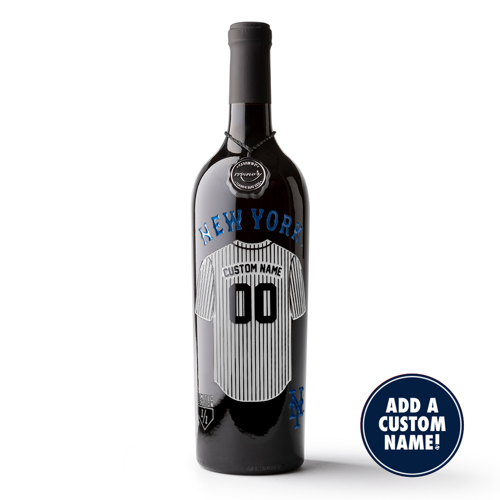 New York Mets Custom Jersey Etched Wine