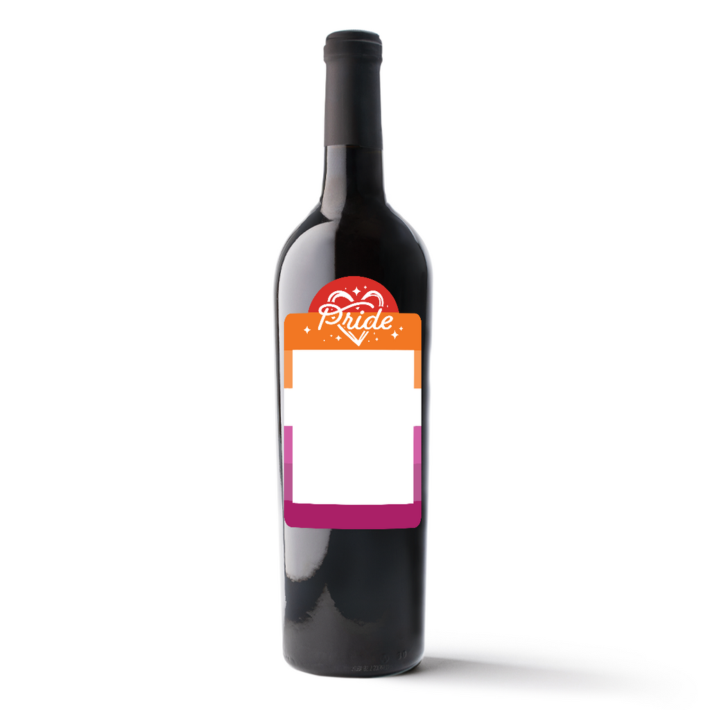 Lesbian Pride Flag Custom Photo Label Wine