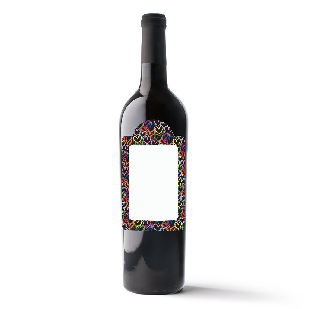 Graffiti Hearts Custom Photo Label Wine