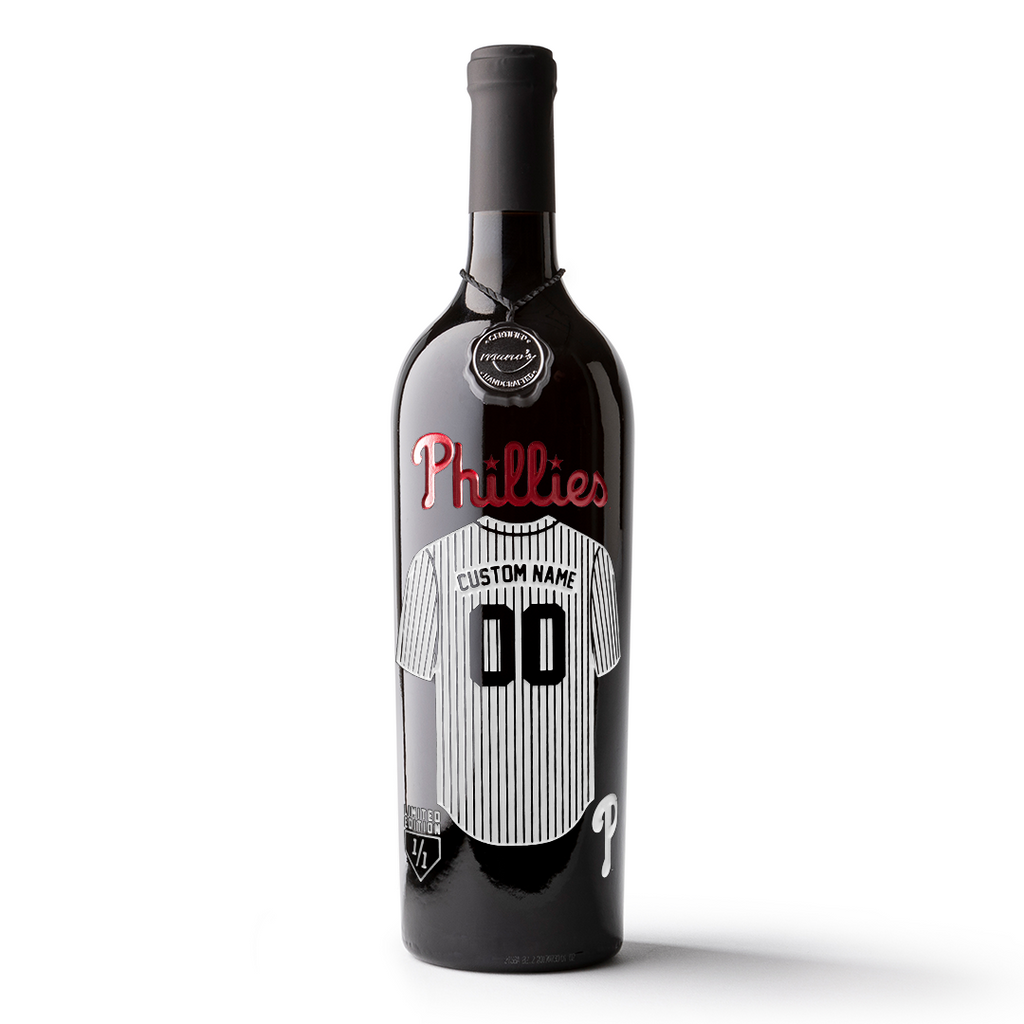 Philadelphia Phillies Custom Jersey Etched Wine