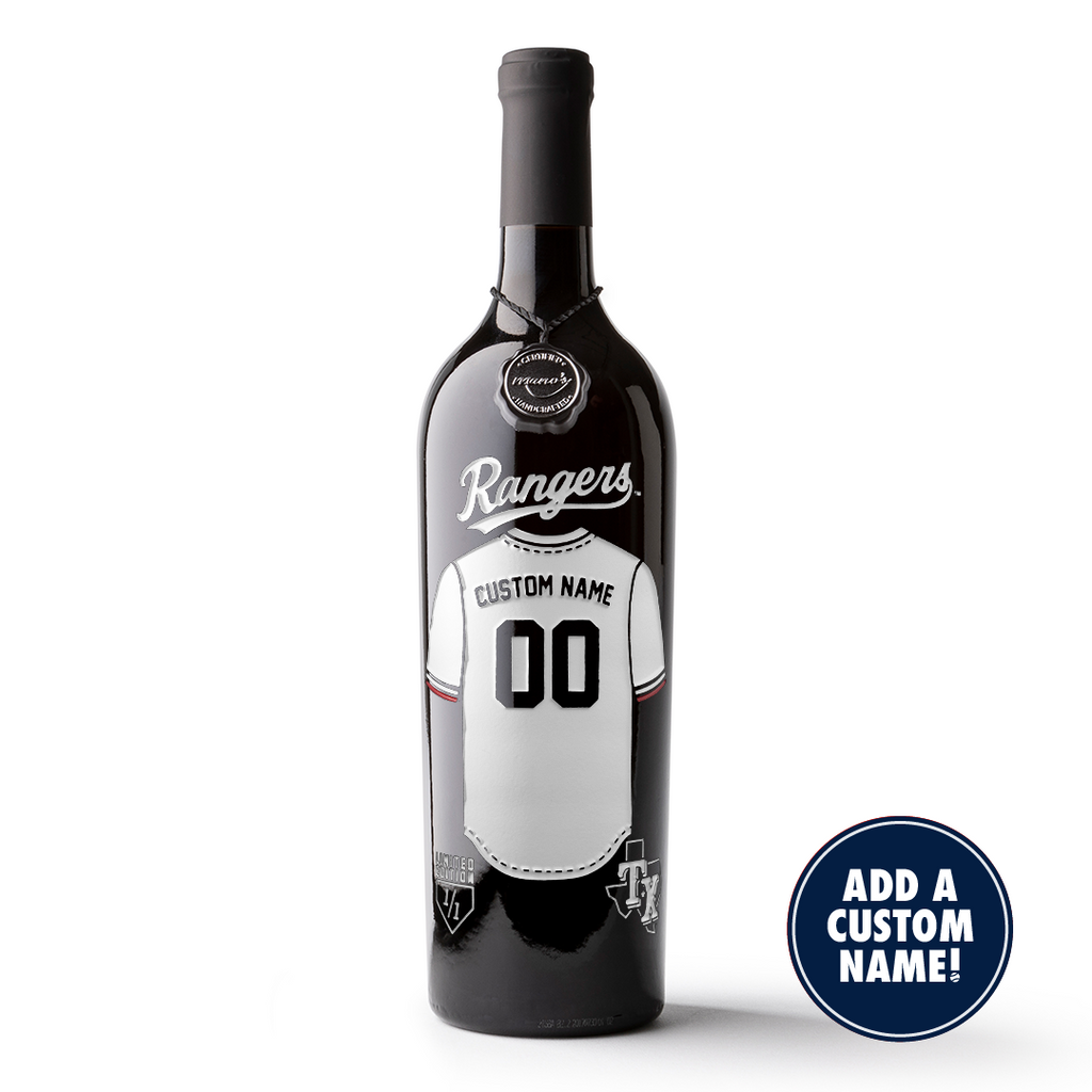 Texas Rangers Custom Jersey Etched Wine