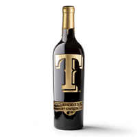 Texas Rangers Gold Reserve Etched Wine Bottle