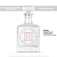 Monogram Laurel Custom Crystal Glass Decanter