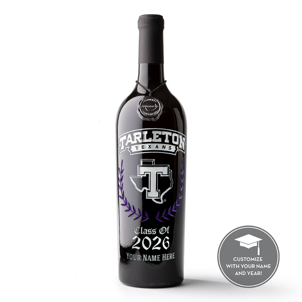 Tarleton State University Custom Alumni Etched Wine Bottle