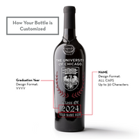 University of Chicago Custom Alumni Etched Wine