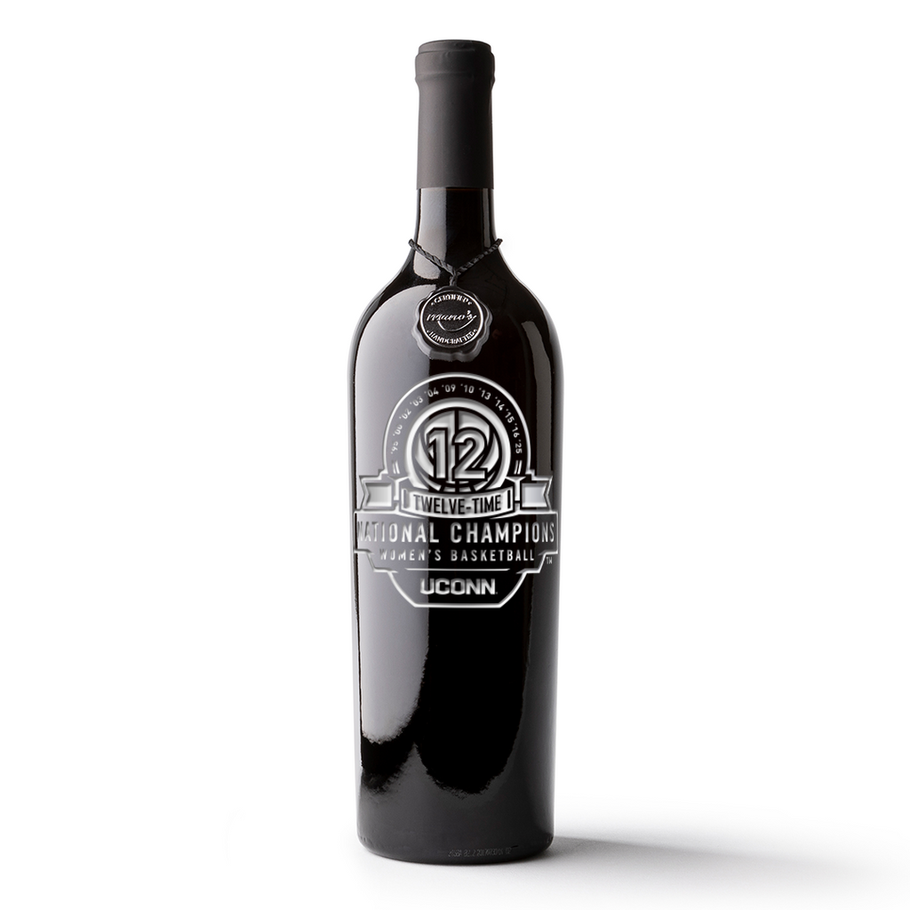 UCONN 12x Women's Basketball Champions Etched Wine