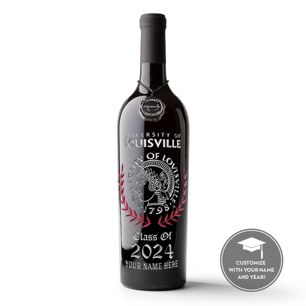 University of Louisville Custom Alumni Etched Wine