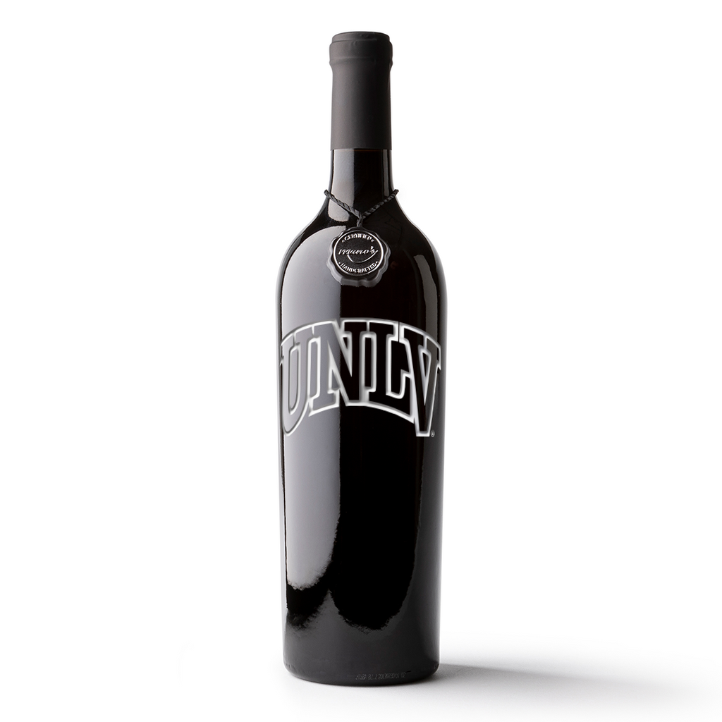 University of Nevada Las Vegas Logo Etched Wine Bottle