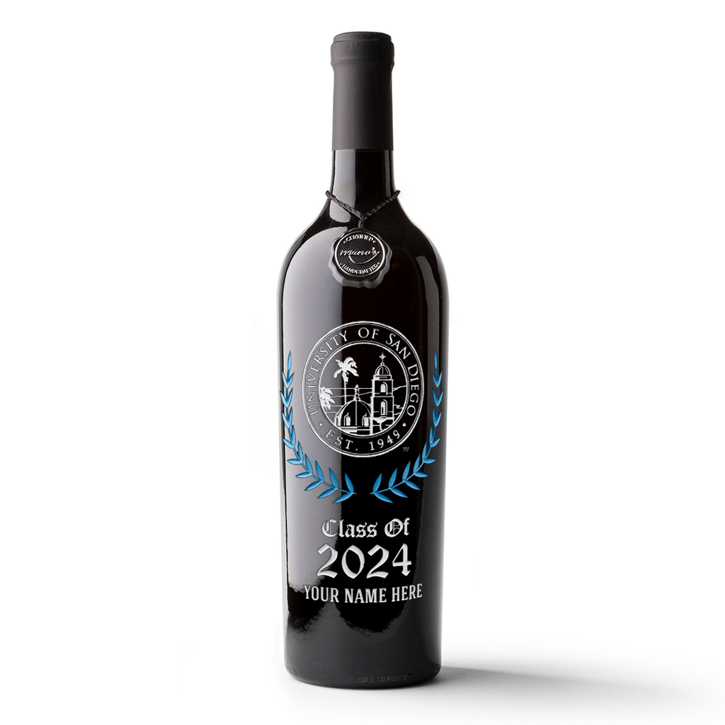 University of San Diego Custom Alumni Etched Wine