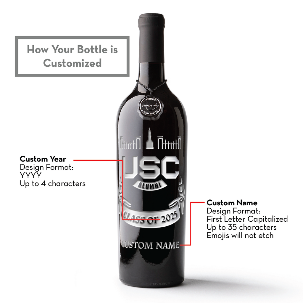 University of South Carolina Alumni Association Custom Etched Wine