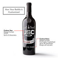 University of South Carolina Alumni Association Custom Etched Wine