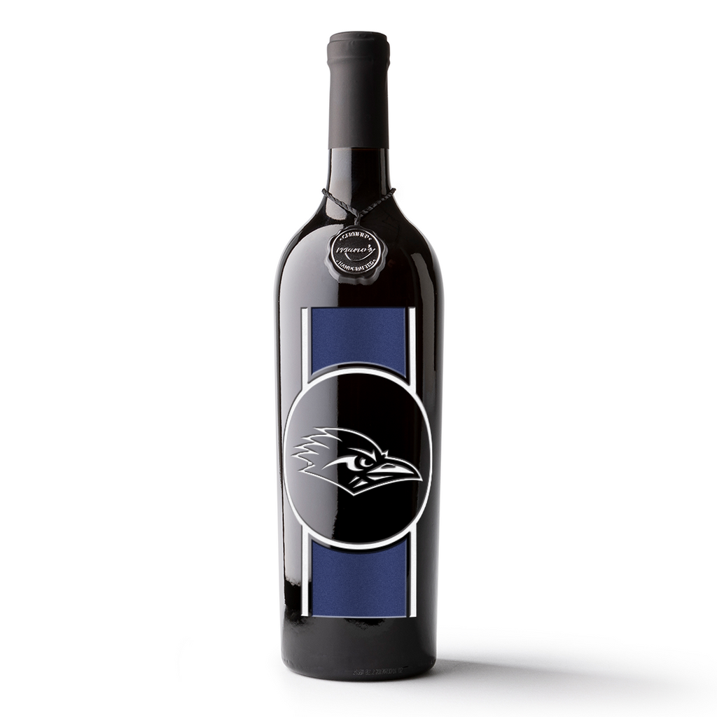 University of Texas at San Antonio Logo Stripe Etched Wine